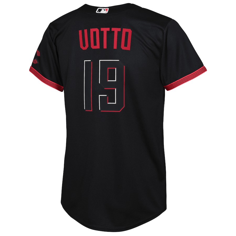 Alternative view of Joey Votto 19 Cincinnati Reds Youth 2023 City Connect Jersey - Black