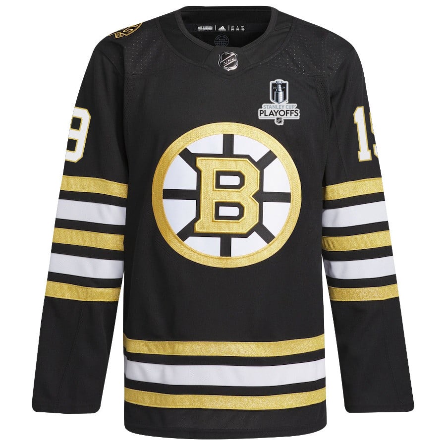 Alternative view of John Beecher 19 Boston Bruins 2024 NHL Playoffs Patch Home Hockey Jersey - Men, Black - JS476 