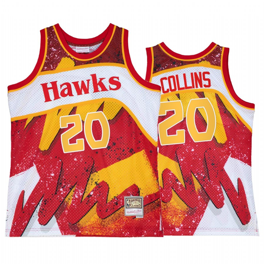John Collins 20 Atlanta Hawks Hyper Hoop Red Basketball Jersey Throwback 80s - JS568 