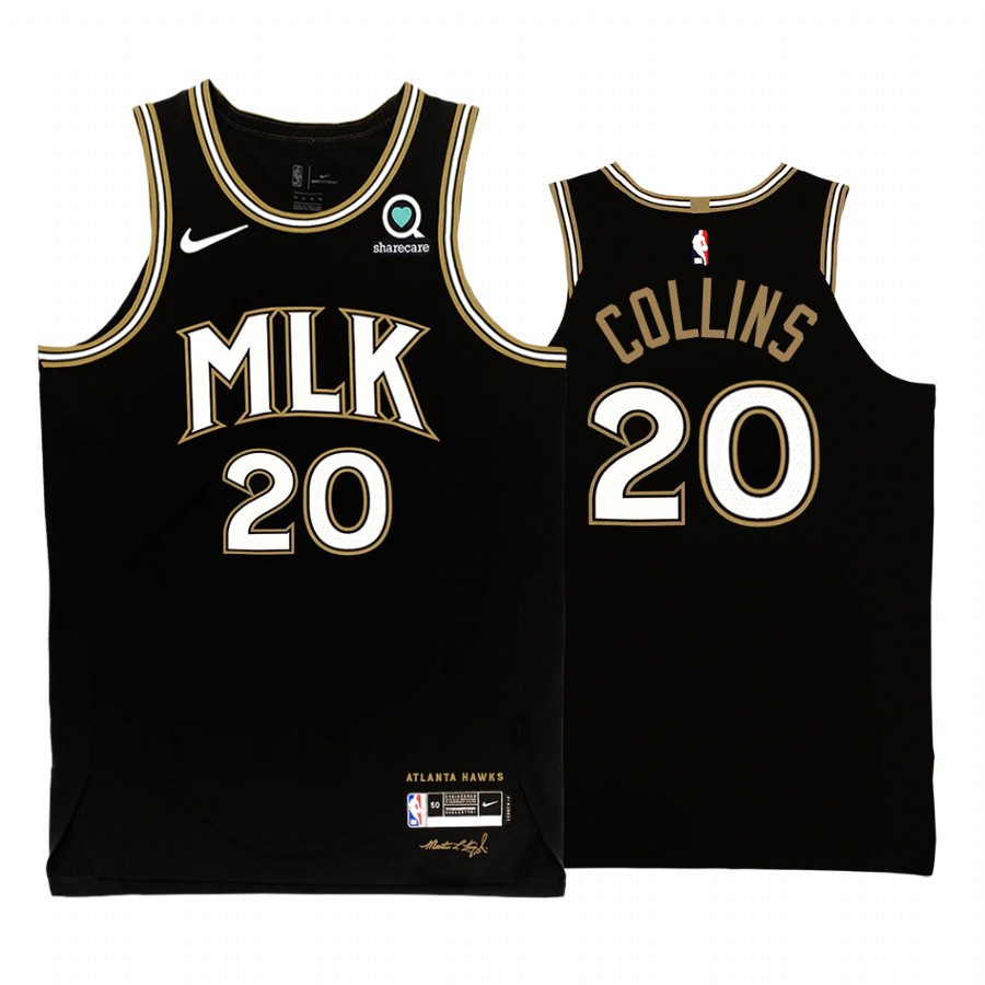 John Collins 20 Atlanta Hawks MLK City Edition Black Basketball Jersey - JS230 