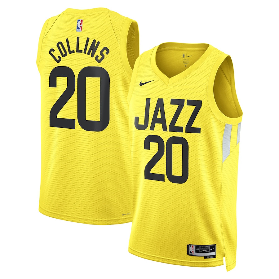John Collins 20 Utah Jazz Unisex Swingman Hockey Jersey - Icon Edition - Gold - JS563 