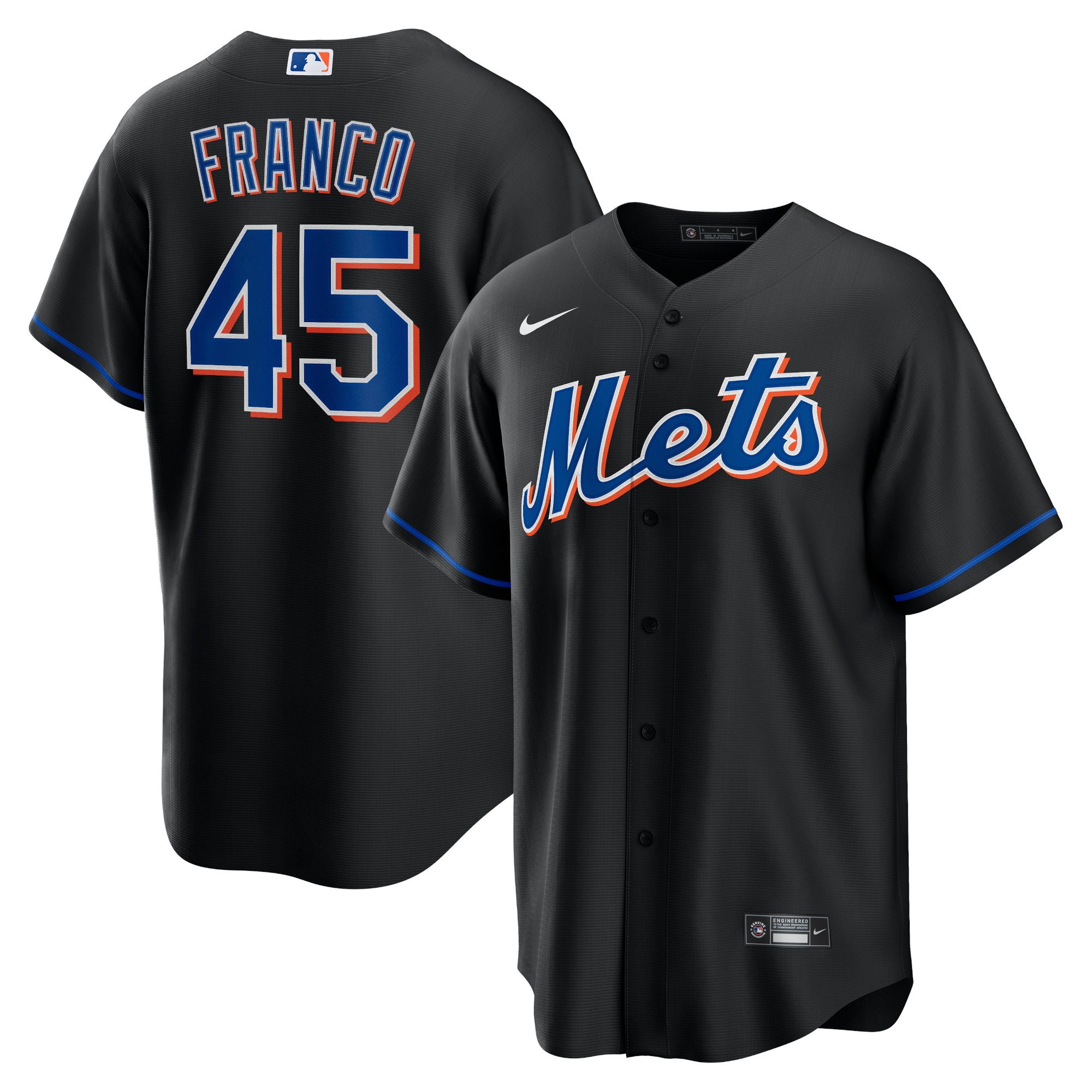 John Franco New York Mets 2022 Alternate Replica Player Baseball Jersey - Black