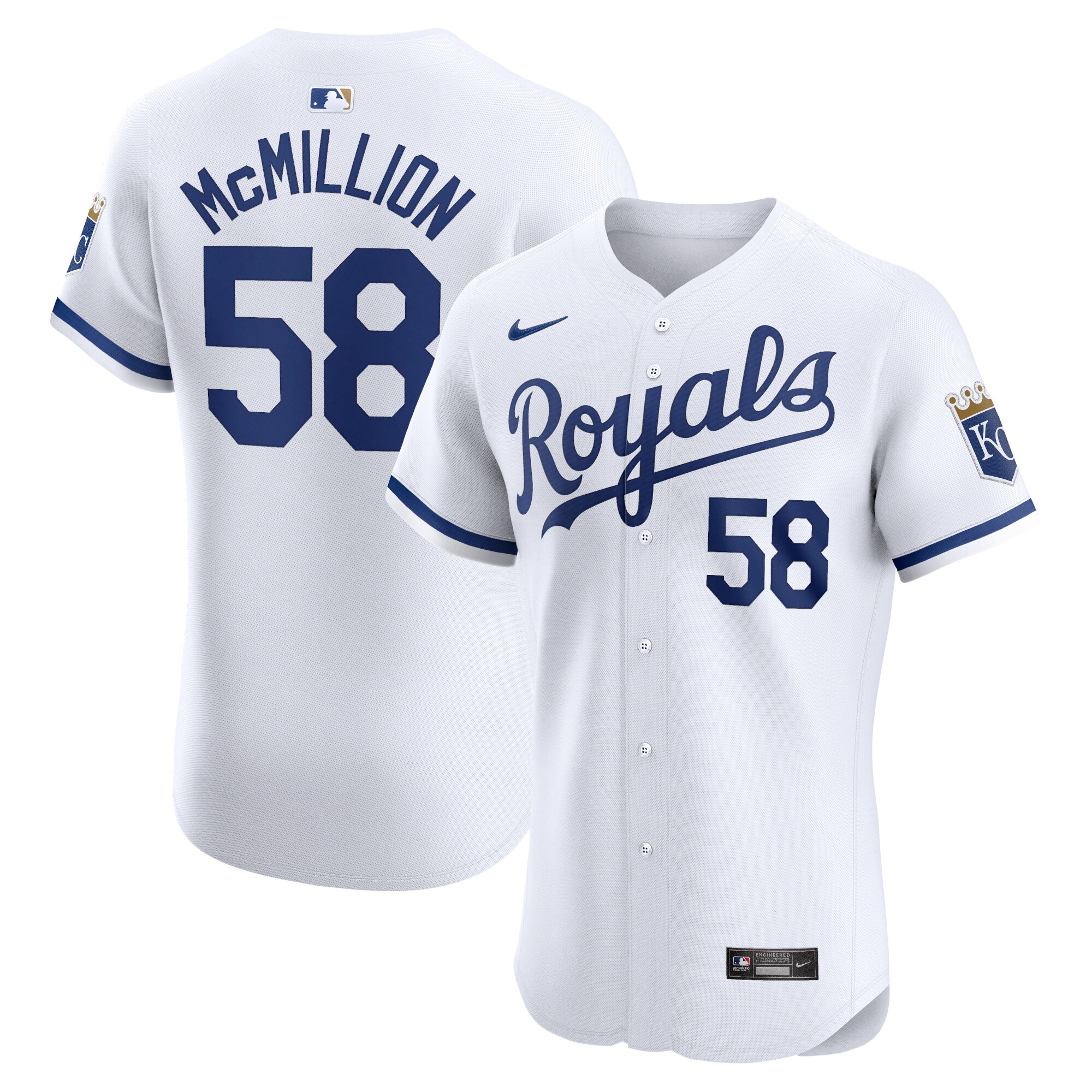 John Mcmillon Kansas City Royals Home Elite Player Baseball Jersey - White