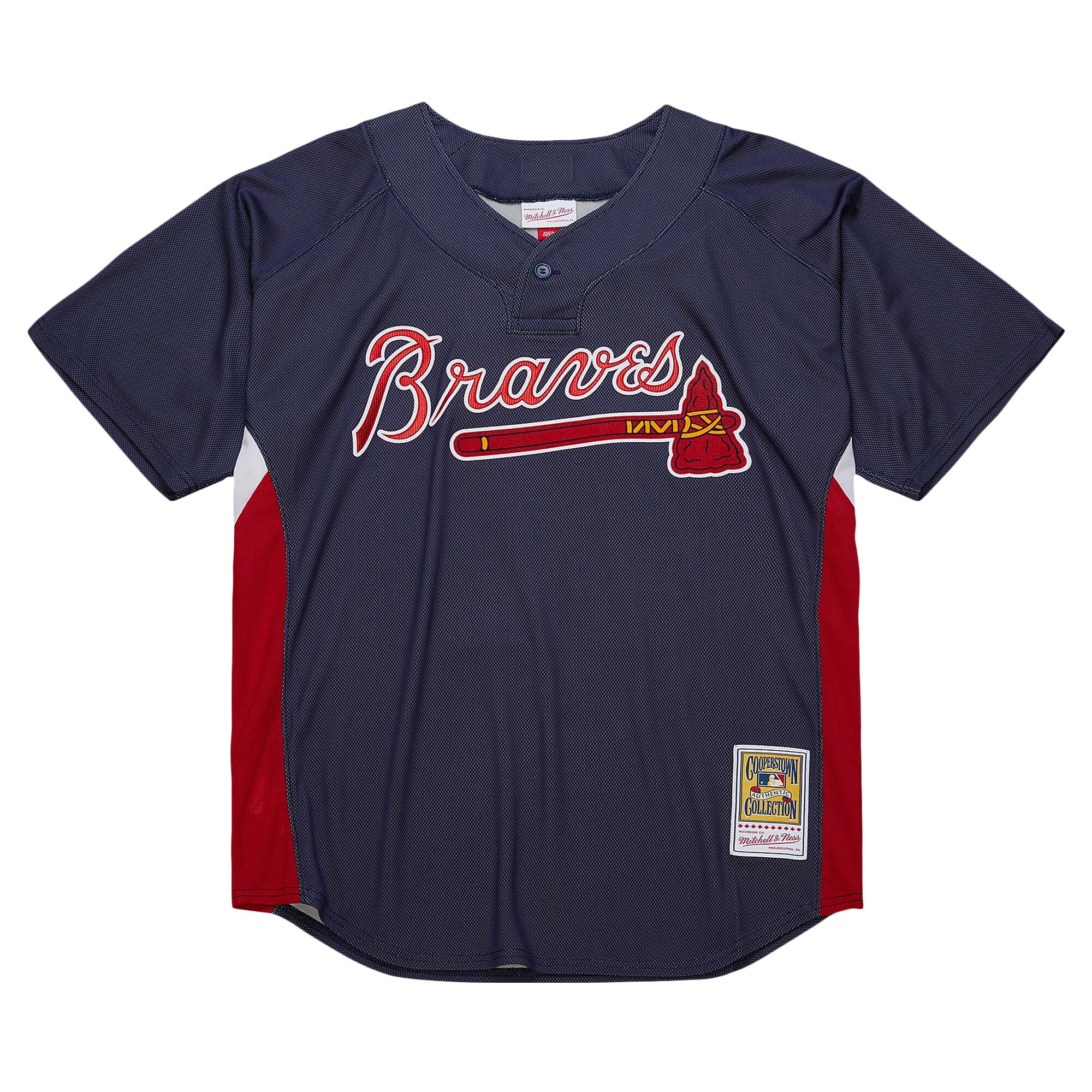 Alternative view of John Smoltz Atlanta Braves Mitchell & Ness Cooperstown Collection Mesh Batting Practice Baseball Jersey - Navy