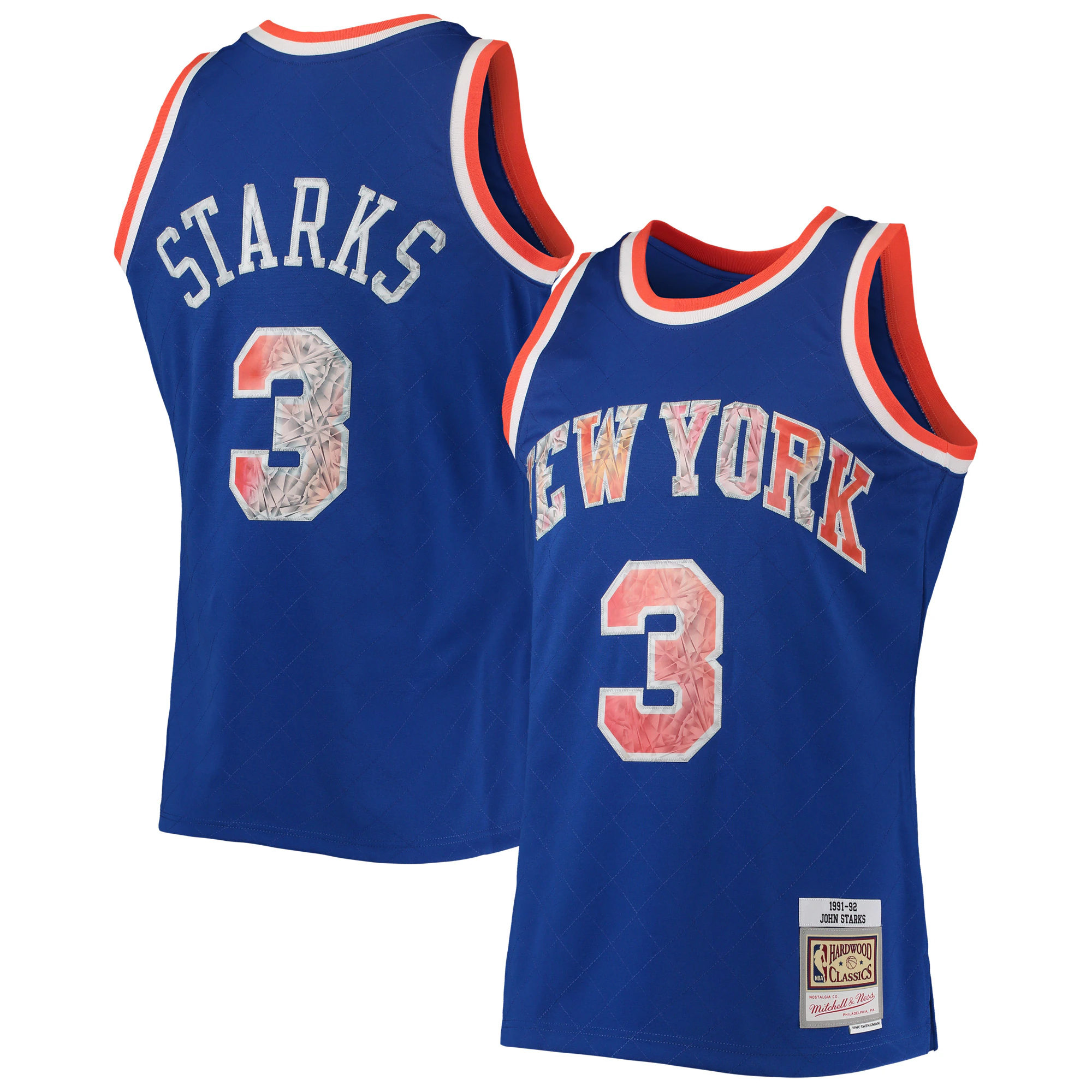 John Starks New York Knicks Mitchell & Ness 1996-97 Hardwood Classics Nba 75th Anniversary Diamond Swingman Basketball Jersey - Blue