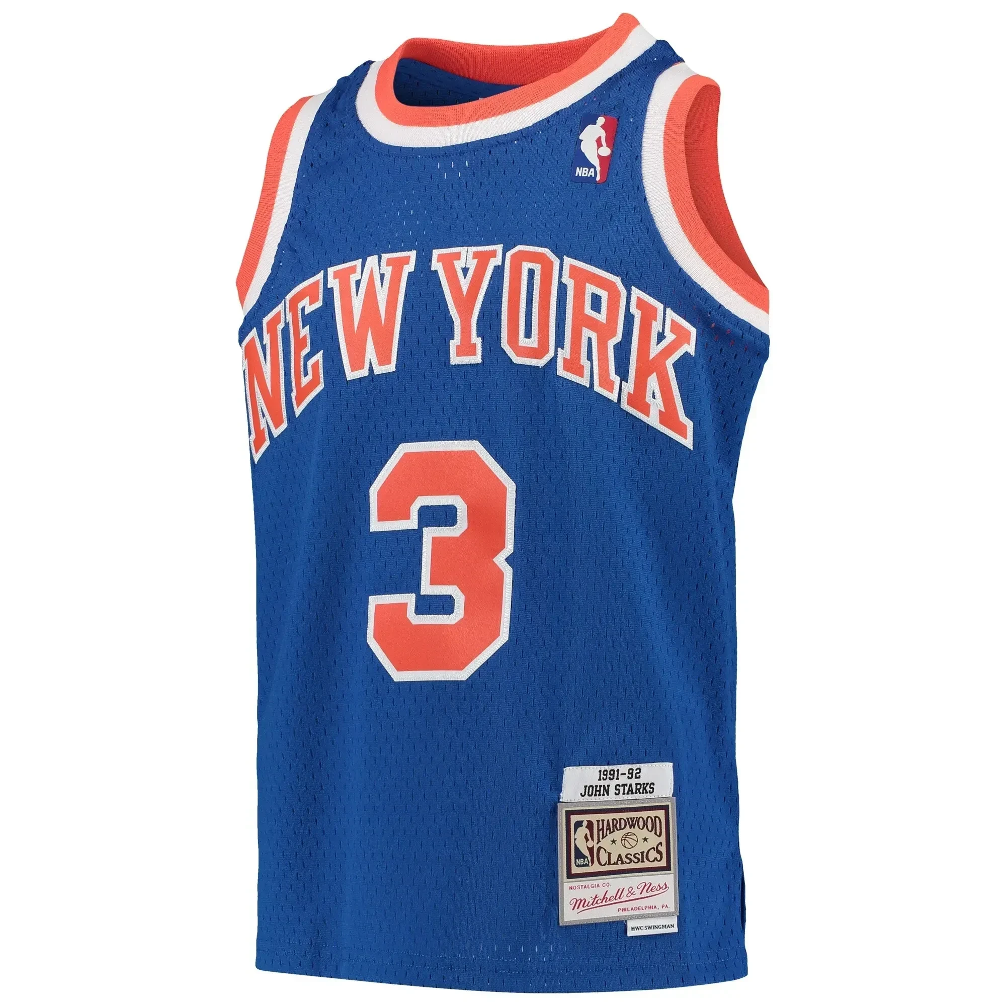 Alternative view of John Starks New York Knicks Mitchell & Ness Youth 1991-92 Hardwood Classics Swingman Throwback Basketball Jersey - Royal - JS901 