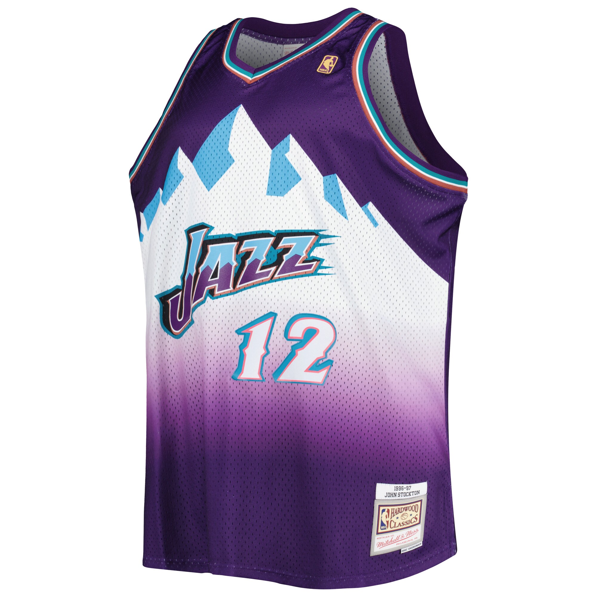 Alternative view of John Stockton Utah Jazz Mitchell & Ness Big & Tall Hardwood Classics 1996/97 Swingman Basketball Jersey - Purple