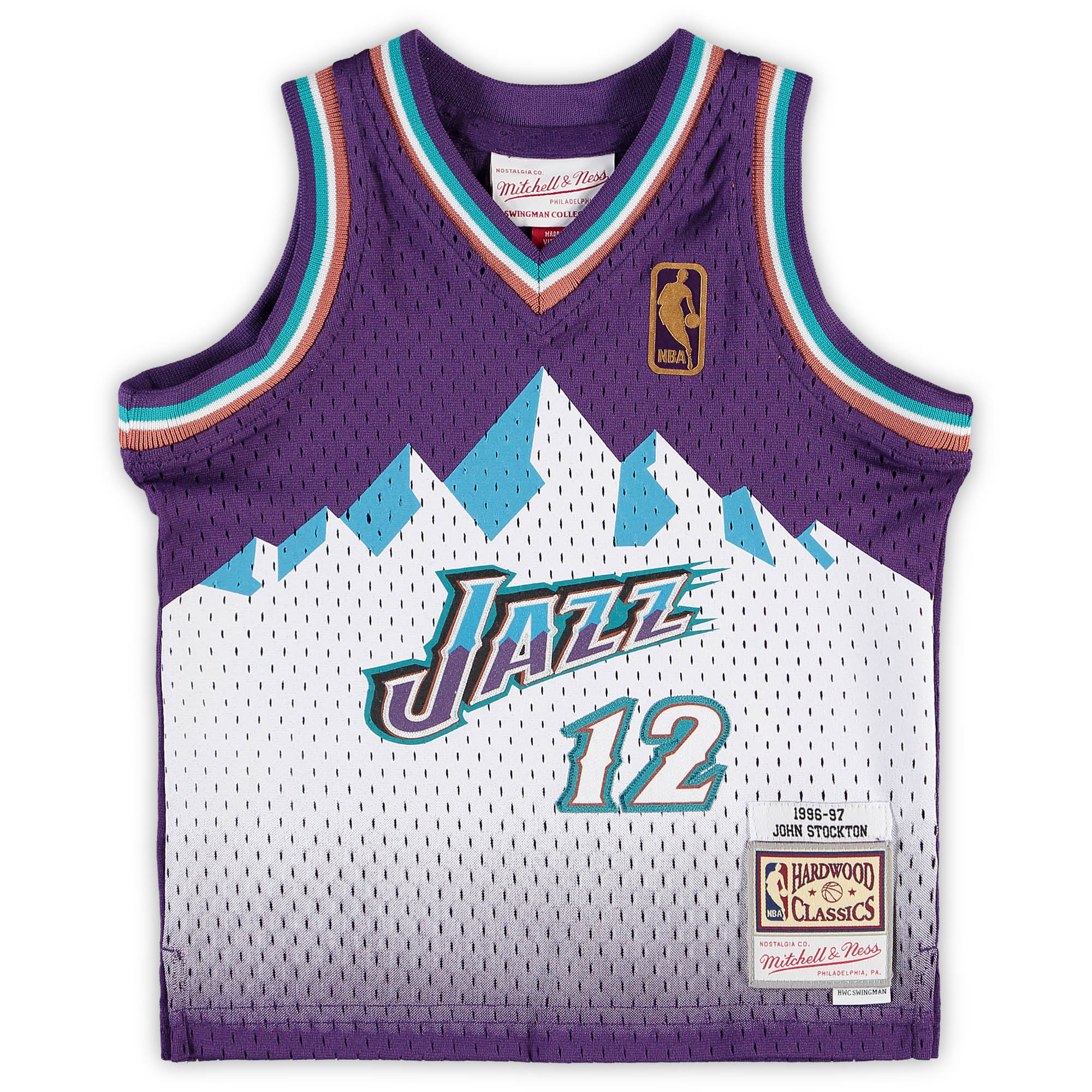 Alternative view of John Stockton Utah Jazz Mitchell & Ness Infant 1996/97 Hardwood Classics Retired Player Basketball Jersey - Purple