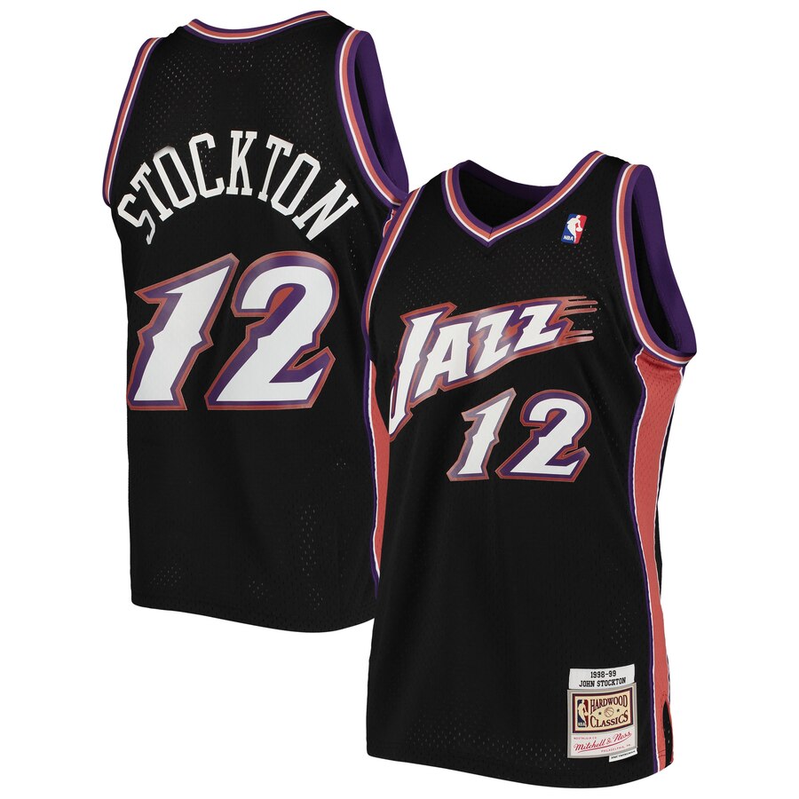 John Stockton Utah Jazz Mitchell & Ness Hardwood Classics 1996-97 Swingman Basketball Jersey - Black