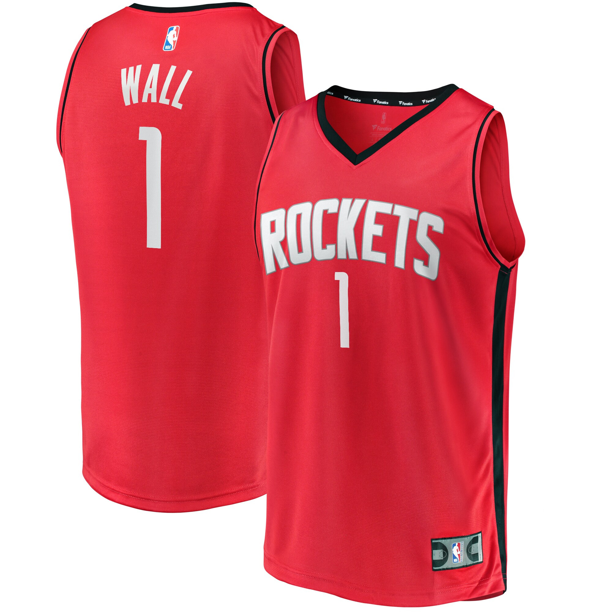 Alternative view of John Wall Houston Rockets Fanatics Branded 2020/21 Fastbreak Replica Basketball Jersey Red - Icon Edition