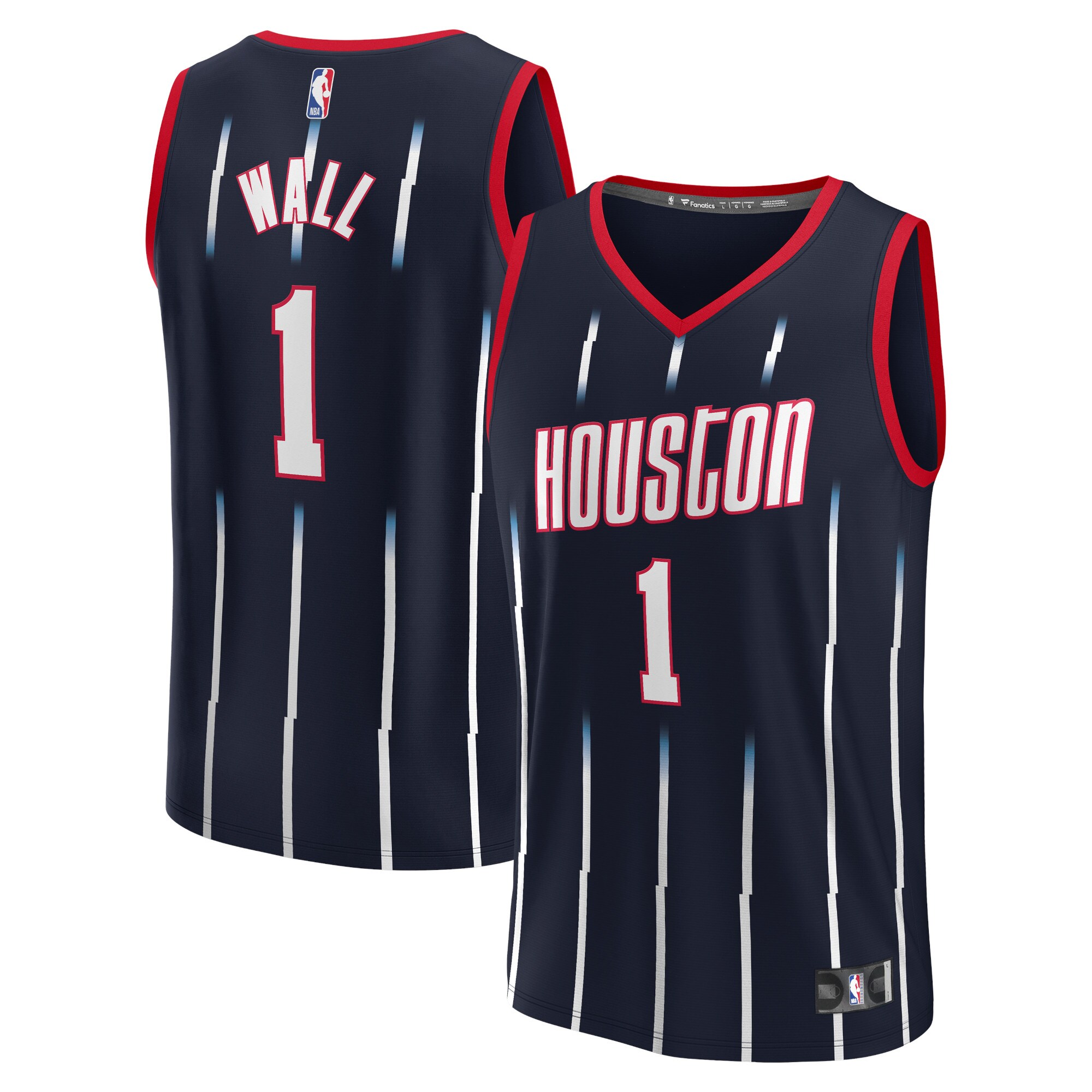 Alternative view of John Wall Houston Rockets Fanatics Branded 2021/22 Fast Break Replica Basketball Jersey - City Edition - Navy