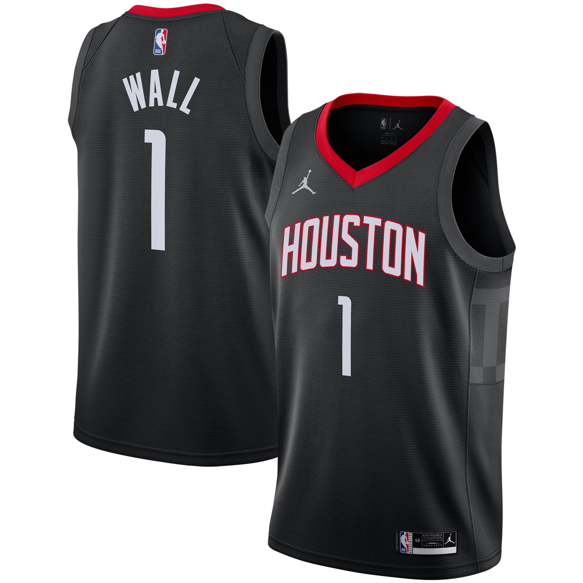 Alternative view of John Wall Houston Rockets Jordan Brand 2020/21 Swingman Basketball Jersey - Statement Edition - Black