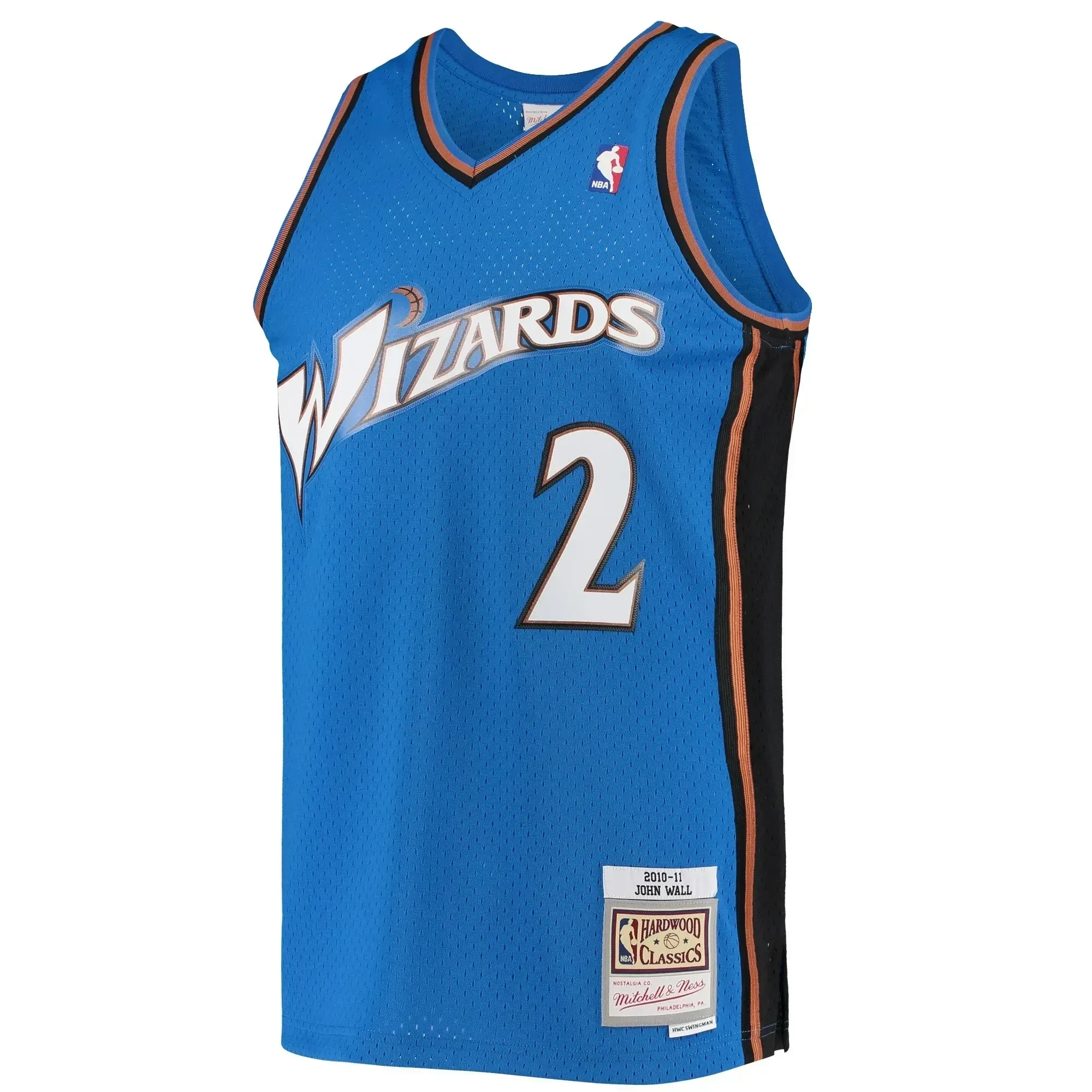 Alternative view of John Wall Washington Wizards Mitchell & Ness 2010-11 Hardwood Classics Swingman Jersey – Blue - JS716 
