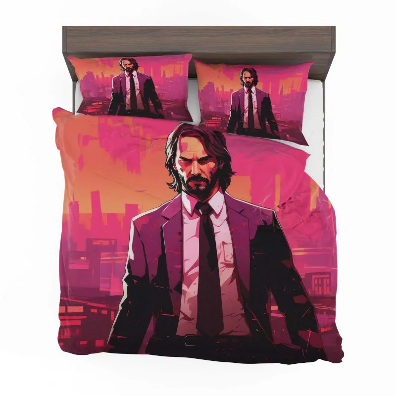 Alternative view of John Wick Hotline Miami Deadly Pursuit Bedding Set - Custom Bedding Set