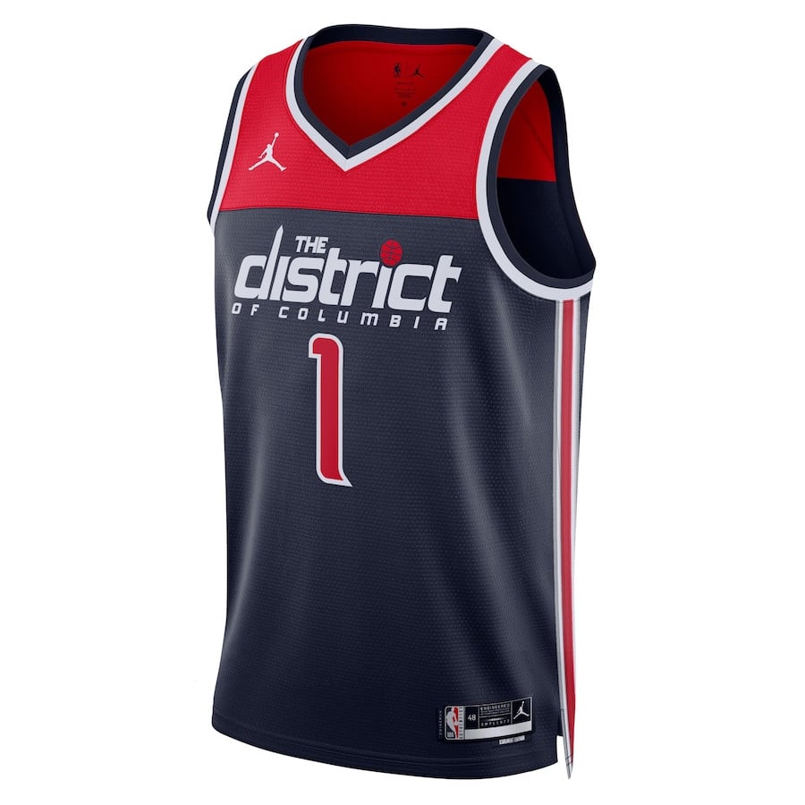 Alternative view of Johnny Davis 1 Washington Wizards Unisex 2024/25 Swingman Basketball Jersey - Statement Edition - Navy - JS944 