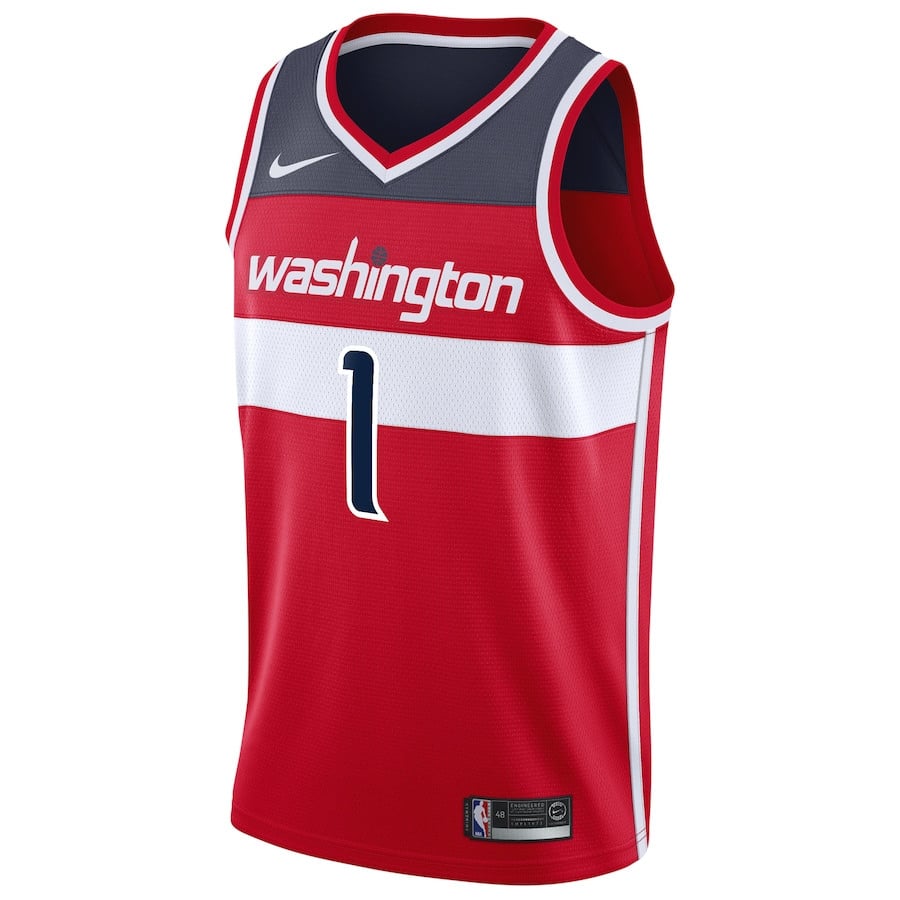 Alternative view of Johnny Davis 1 Washington Wizards Unisex Swingman Basketball Jersey - Icon Edition - Red - JS526 