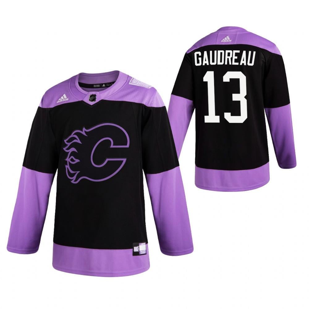 Johnny Gaudreau 13 Calgary Flames HockeyFightsCancer Purple Hockey Jersey Hockey Jersey - JS364 