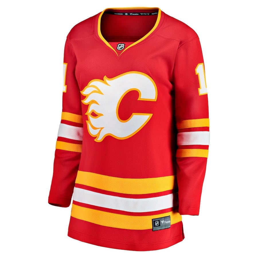 Alternative view of Johnny Gaudreau 13 Calgary Flames Women’s Home Premier Breakaway Hockey Jersey – Red - JS416 