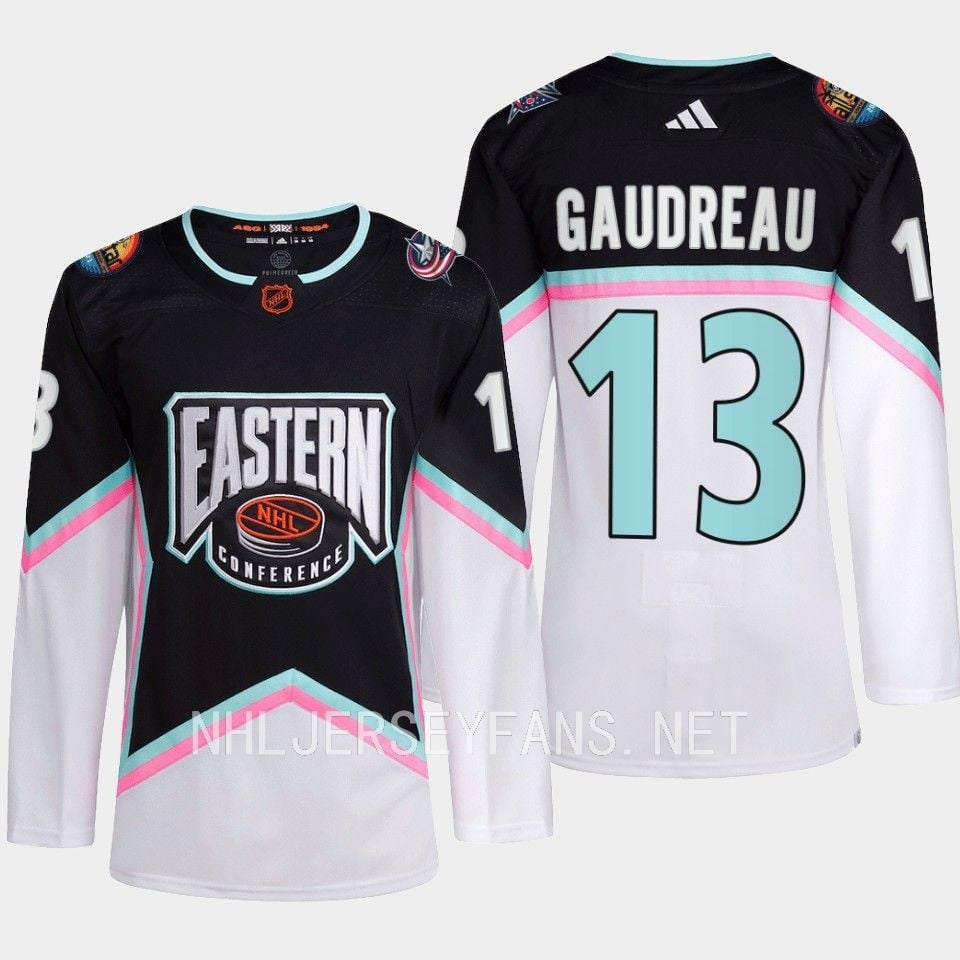 Alternative view of Johnny Gaudreau 13 Columbus Blue Jackets 2023 All-Star Game Hockey Jersey Black Equipment - JS982 