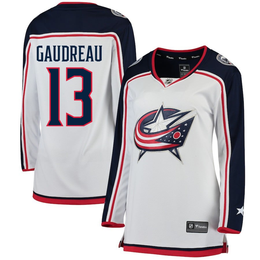Johnny Gaudreau 13 Columbus Blue Jackets Women's Prime Green Away Hockey Jersey - White - JS648 