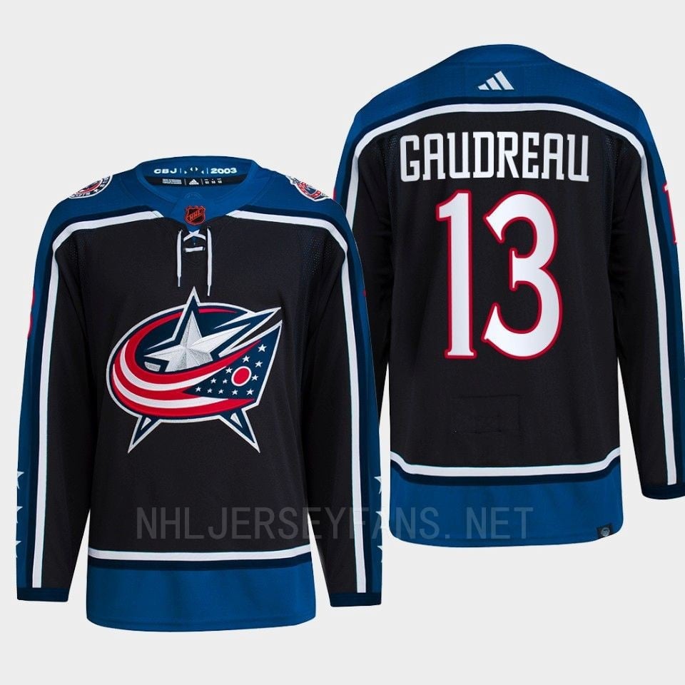 Johnny Gaudreau 13 Reverse Retro 2.0 2022 Columbus Blue Jackets Navy Hockey Jersey Primegreen - JS319 
