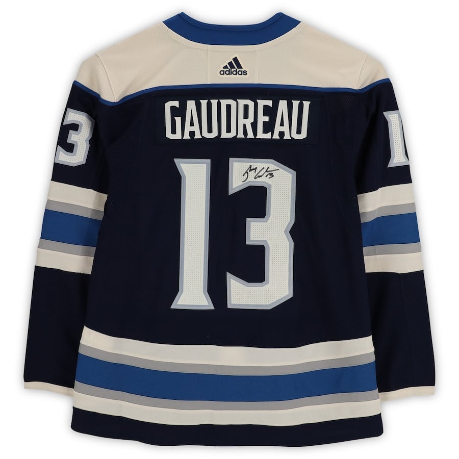 Alternative view of Johnny Gaudreau 13 Signature Columbus Blue Jackets Alternate Hockey Jersey - Men - JS938 