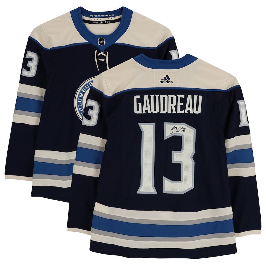 Johnny Gaudreau 13 Signature Columbus Blue Jackets Alternate Hockey Jersey - Men - JS938 