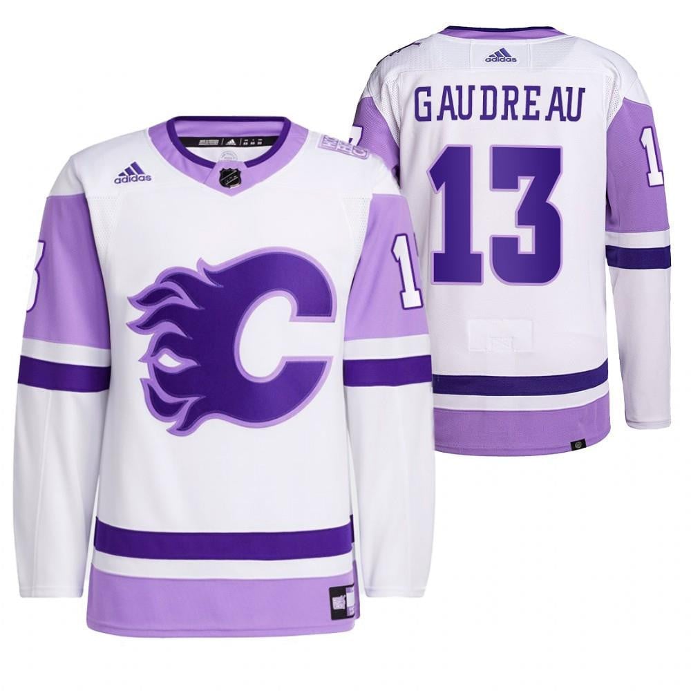 Johnny Gaudreau 2021 HockeyFightsCancer Calgary Flames White 13 Primegreen Hockey Jersey Hockey Jersey - JS260 