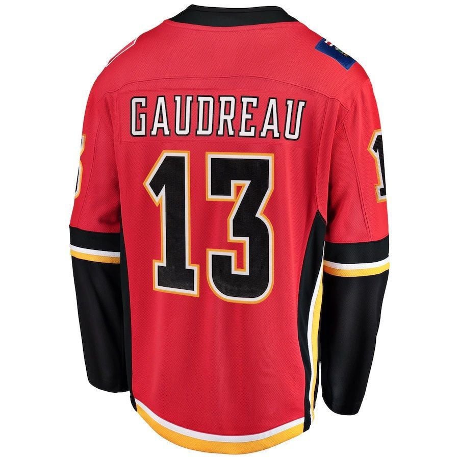 Alternative view of Johnny Gaudreau Calgary Flames Breakaway Player Hockey Jersey - Red - JS571 