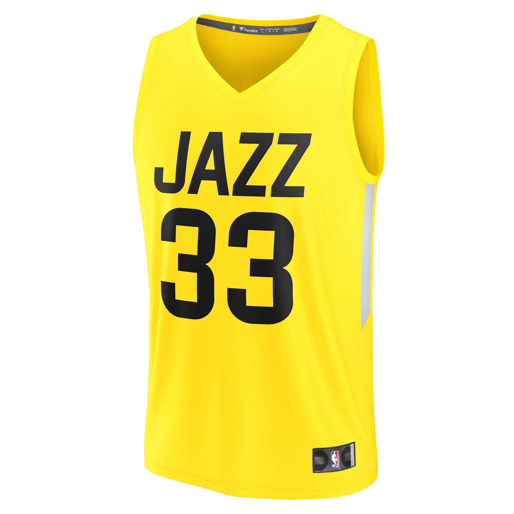 Alternative view of Johnny Juzang Utah Jazz Fanatics Fast Break Replica Player Basketball Jersey - Icon Edition - Yellow