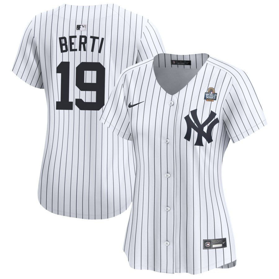 Jon Berti 19 New York Yankees Women's 2024 World Series Home Limited Baseball Jersey - White 