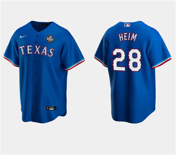 Jonah Heim 28 Texas Rangers 2023 World Series Stitched Baseball Jersey - Royal - JS251 