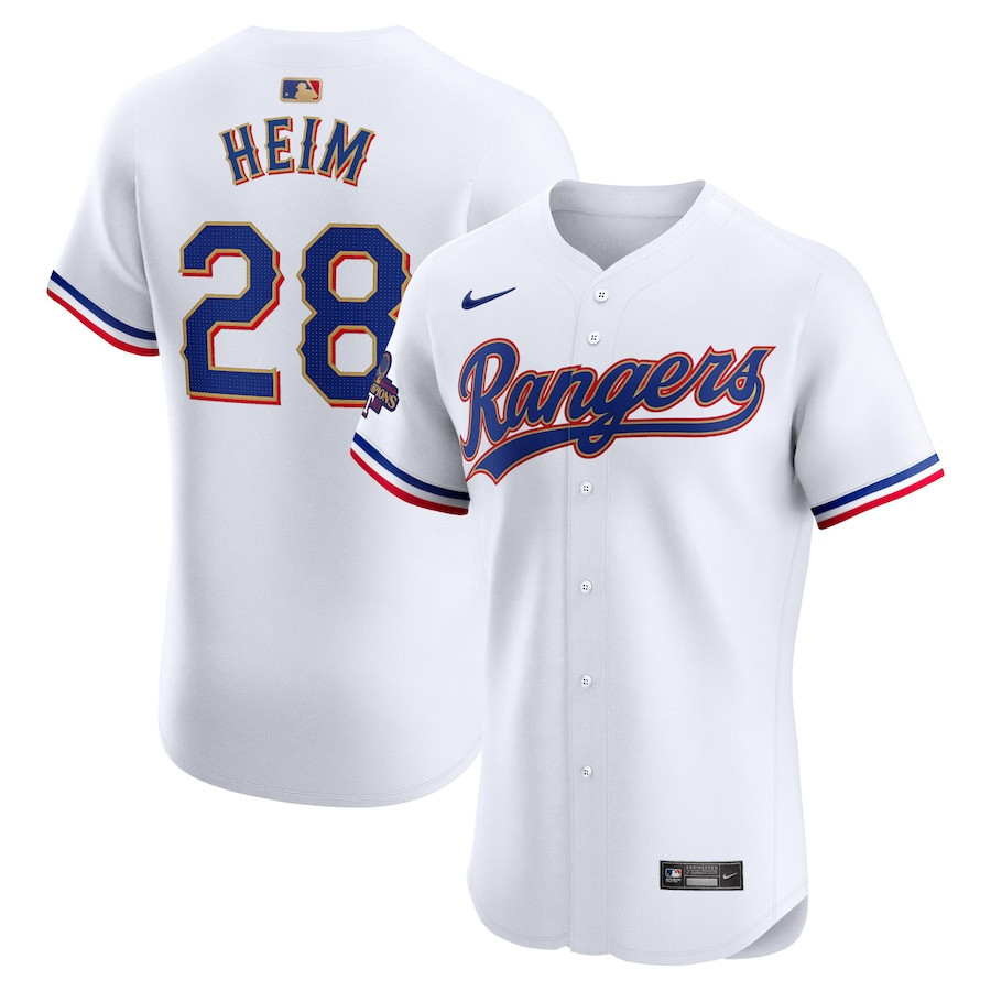 Jonah Heim 28 Texas Rangers 2024 Gold Collection ELITE Player Jersey - White - JS978 