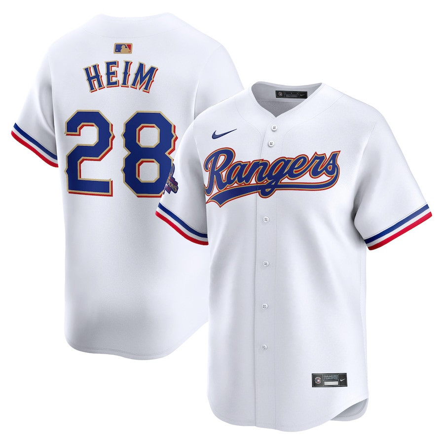 Jonah Heim 28 Texas Rangers 2024 Gold Collection Limited Jersey - White - JS846 