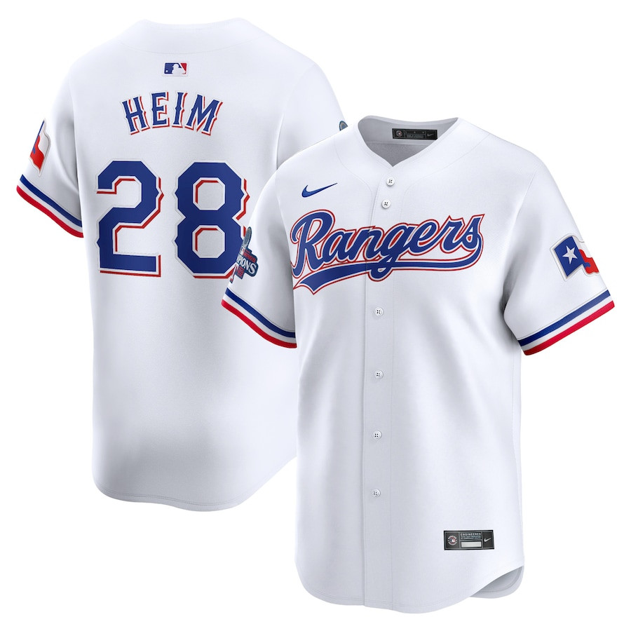 Jonah Heim 28 Texas Rangers Home 2023 World Series Champions Limited Men Jersey - White - JS484 