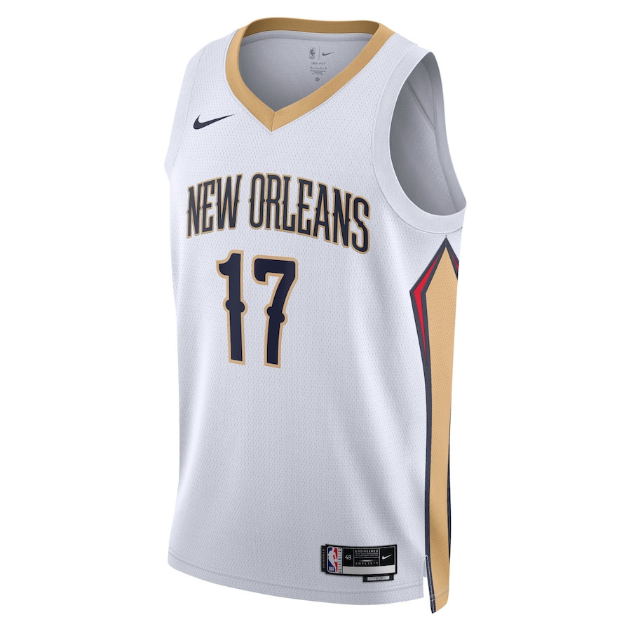 Alternative view of Jonas Valančiūnas 17 New Orleans Pelicans Unisex Swingman Basketball Jersey - Association Edition - White - JS876 