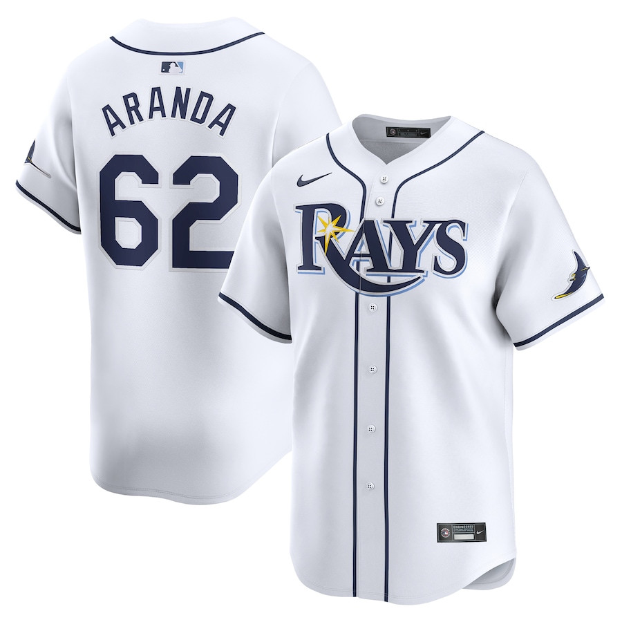 Jonathan Aranda 62 Tampa Bay Rays Home Limited Player Men Baseball Jersey - White - JS745 