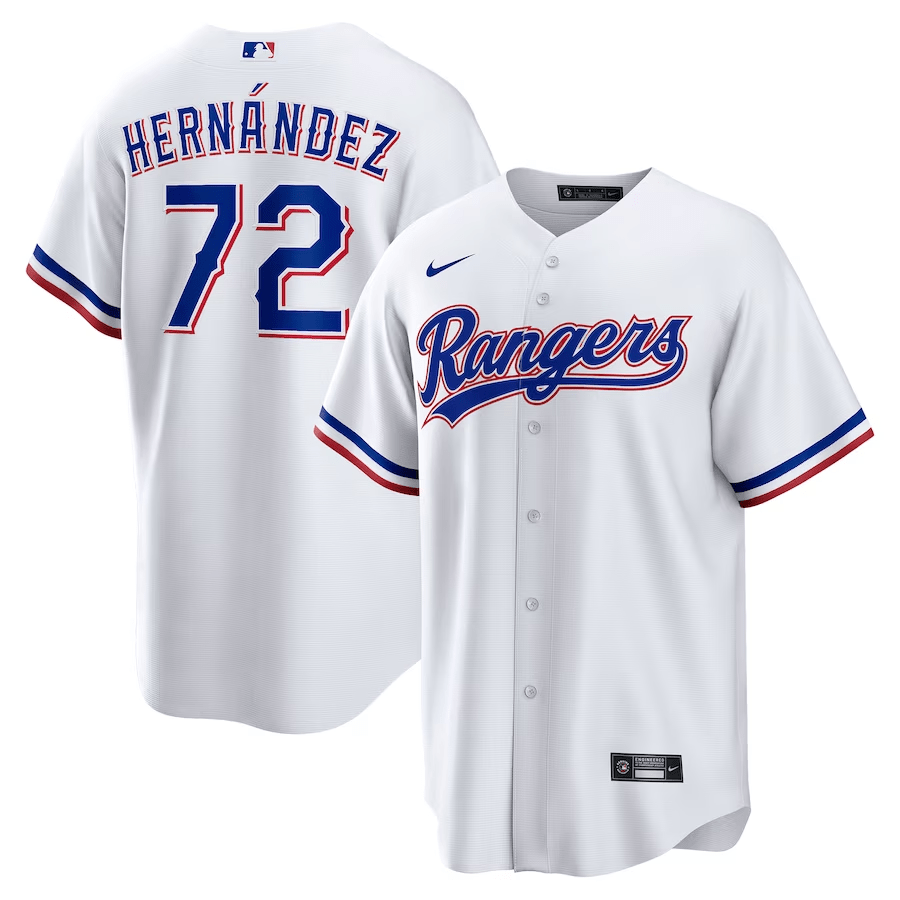 Jonathan Hernández 72 Texas Rangers Home Men Baseball Jersey - White - JS511 