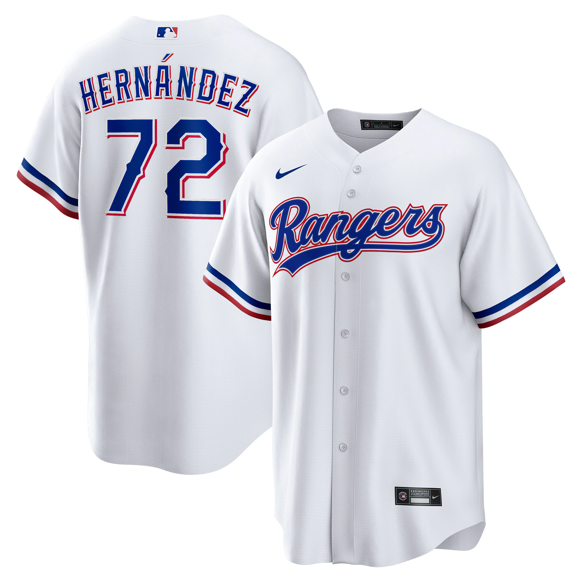 Alternative view of Jonathan HernÃƒÆ’Ã‚Â¡ndez Texas Rangers Home Replica Player Baseball Jersey - White