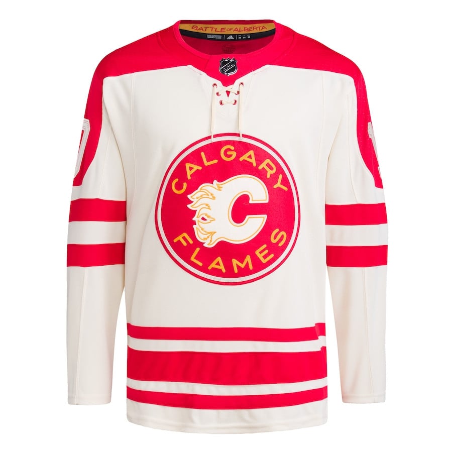 Alternative view of Jonathan Huberdeau 10 Calgary Flames 2023 NHL Heritage Classic Primegreen Men Hockey Jersey - Cream - JS303 