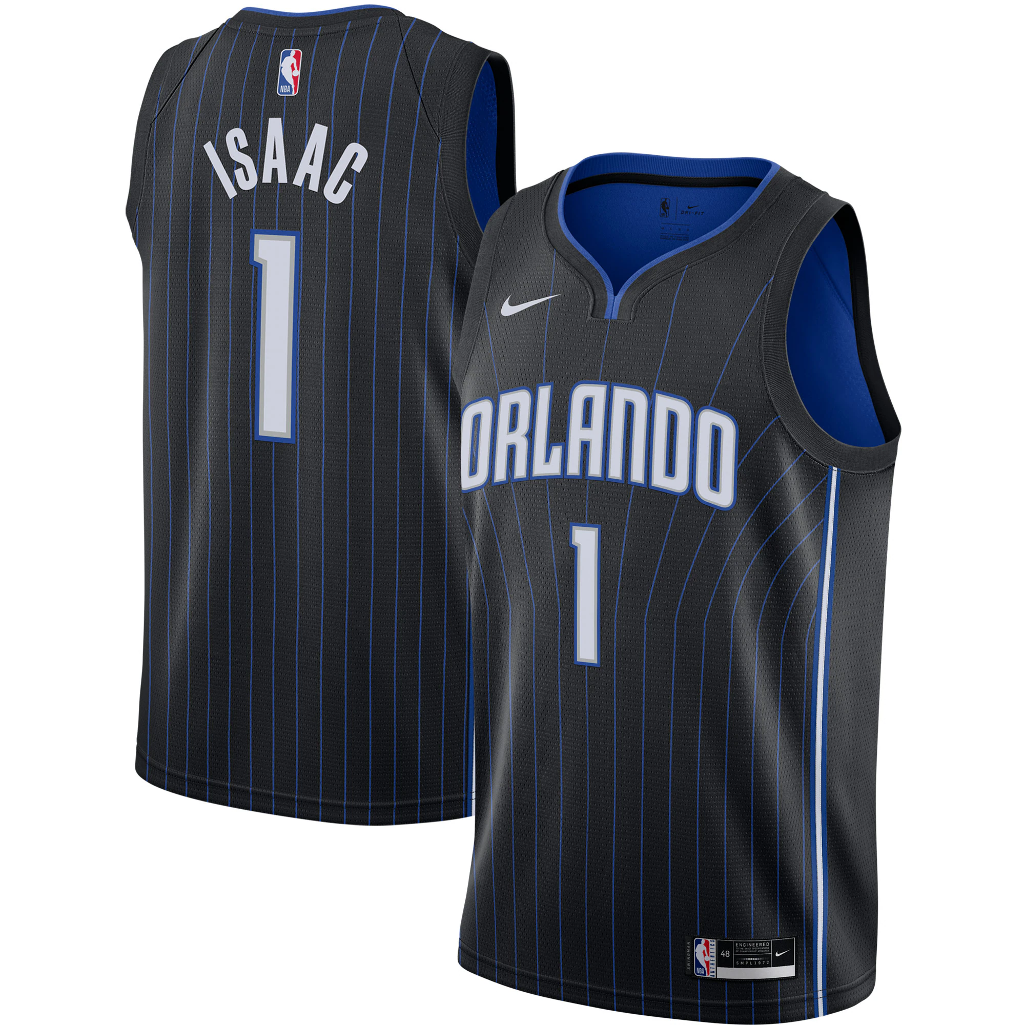 Jonathan Isaac Orlando Magic 2020/21 Swingman Basketball Jersey - Black - Icon Edition