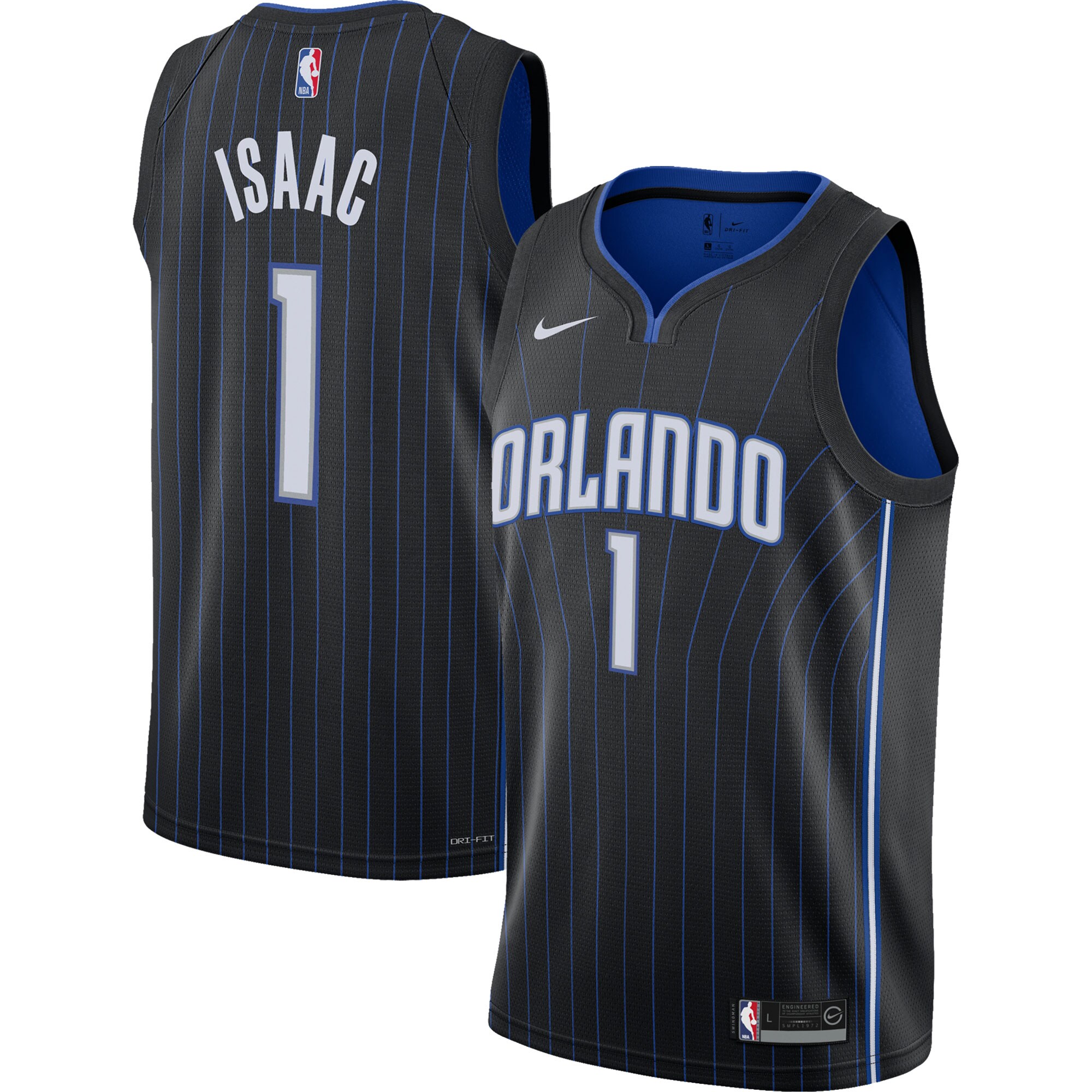 Alternative view of Jonathan Isaac Orlando Magic 2021/22 Swingman Basketball Jersey - Icon Edition - Black
