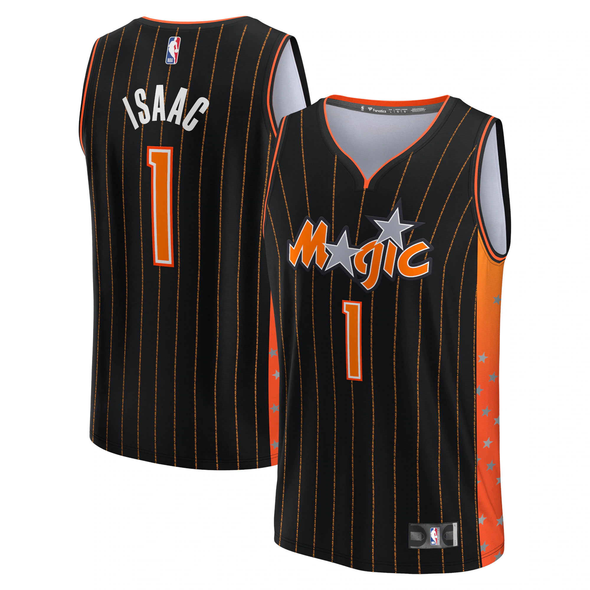 Alternative view of Jonathan Isaac Orlando Magic Fanatics Branded 2021/22 Fast Break Replica Jersey - City Edition - Anthracite