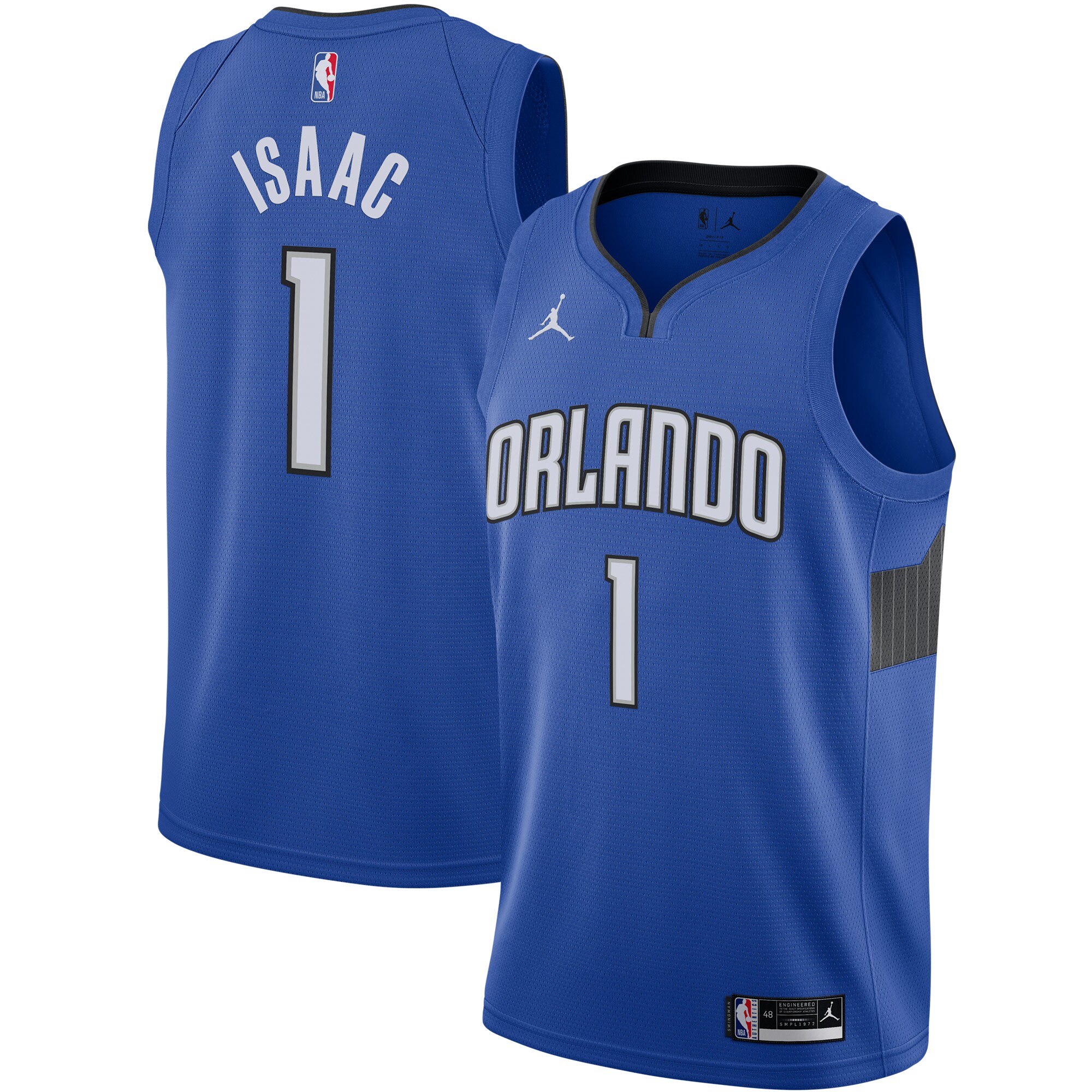 Alternative view of Jonathan Isaac Orlando Magic Jordan Brand 2020/21 Swingman Jersey - Statement Edition - Blue