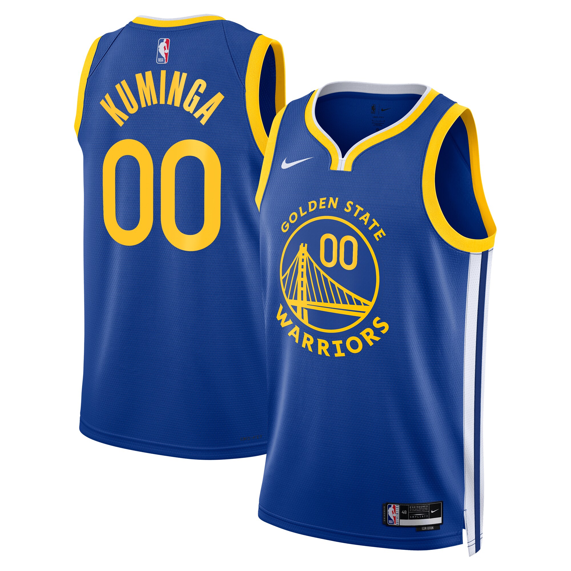 Jonathan Kuminga Golden State Warriors Unisex Swingman Badge Player Basketball Jersey – Icon Edition – Royal
