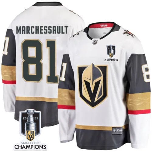 Jonathan Marchessault 81 Vegas Golden Knights 2023 Stanley Cup Champions Patch Away Breakaway Player Hockey Jersey - White - JS788 