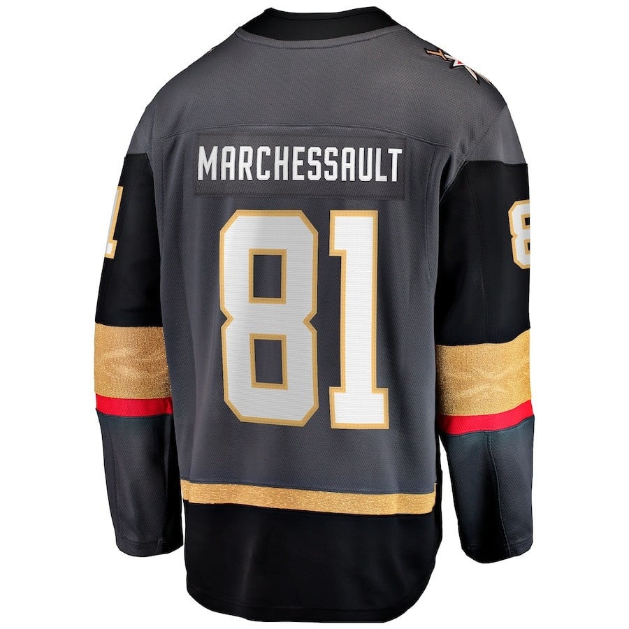 Alternative view of Jonathan Marchessault 81 Vegas Golden Knights 2023 Stanley Cup Final Alternate Breakaway Player Hockey Jersey - Black - JS247 