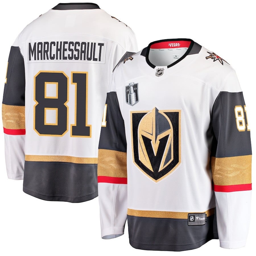 Jonathan Marchessault 81 Vegas Golden Knights 2023 Stanley Cup Final Away Premier Player Hockey Jersey - White - JS936 