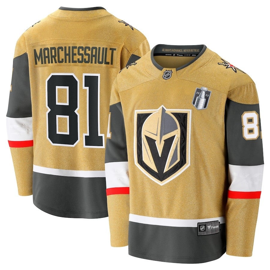 Jonathan Marchessault 81 Vegas Golden Knights 2023 Stanley Cup Final Home Breakaway Player Hockey Jersey - Gold - JS707 