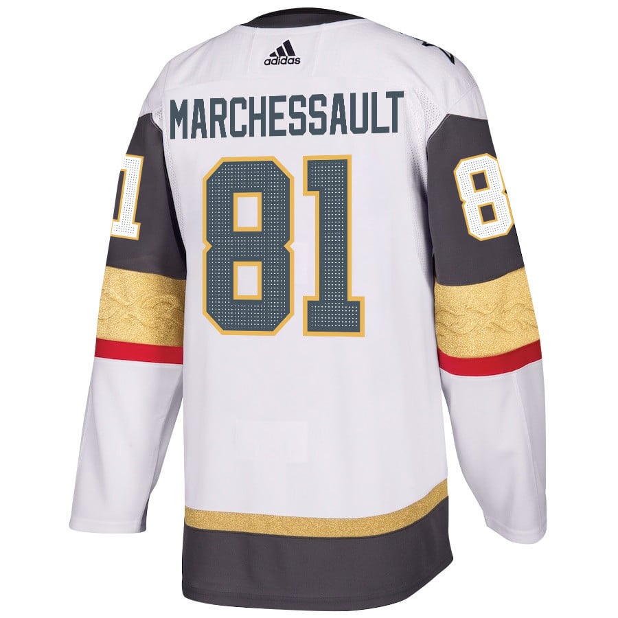 Alternative view of Jonathan Marchessault 81 Vegas Golden Knights Stanley Cup 2023 Final Patch Away Breakaway Men Hockey Jersey - White - JS343 